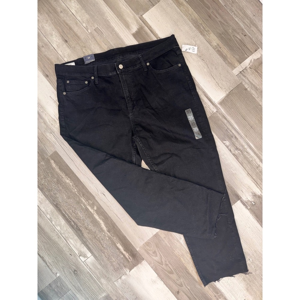 Gap Vintage Slim Jeans Womens Black Raw Hem Mid Rise 35/20R